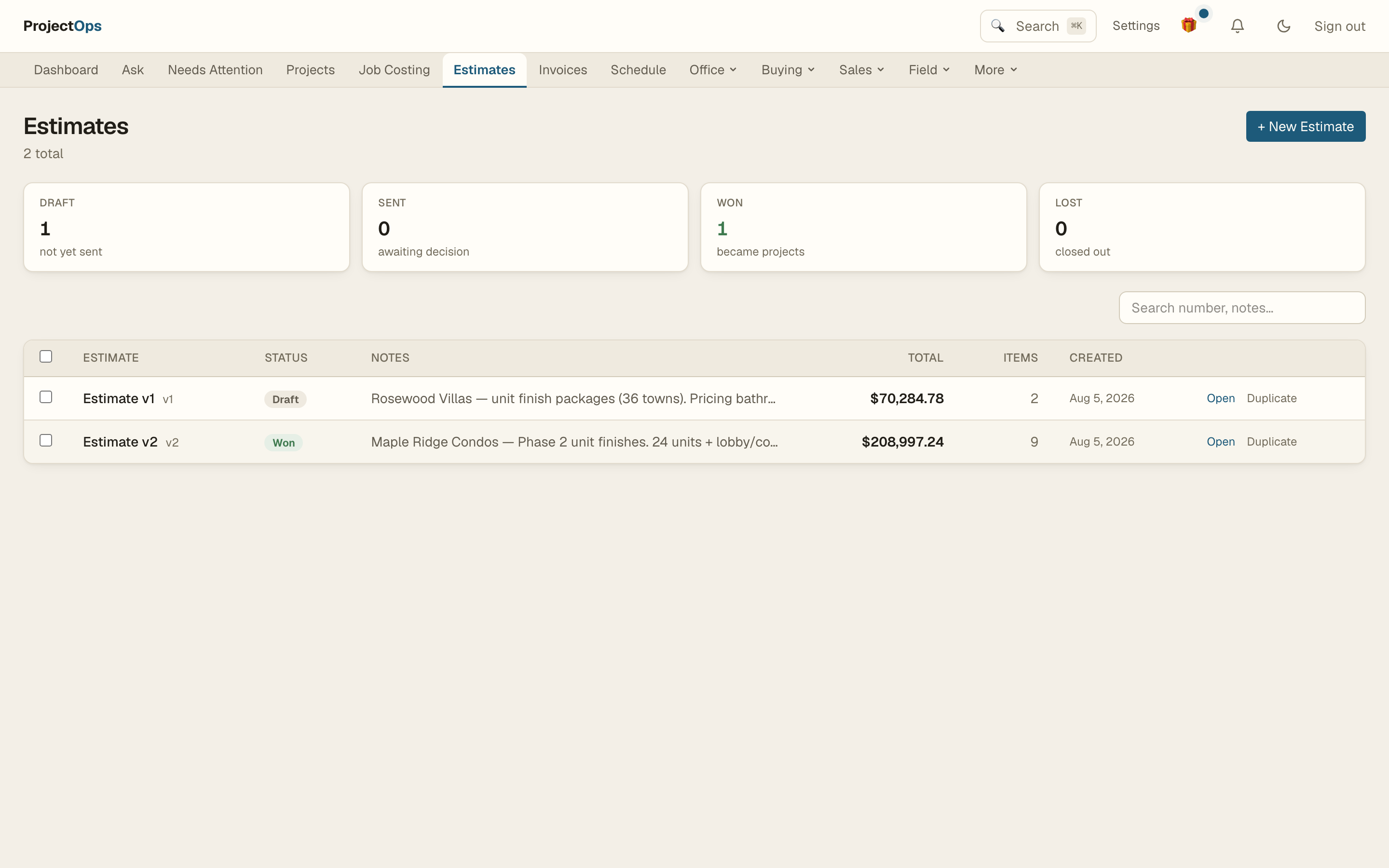 Estimating in ProjectOps